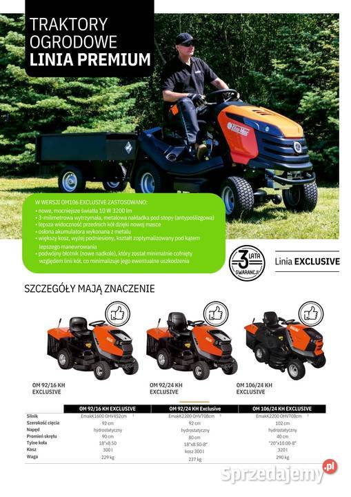 Traktor ogrodowy Oleomac Dostawa
