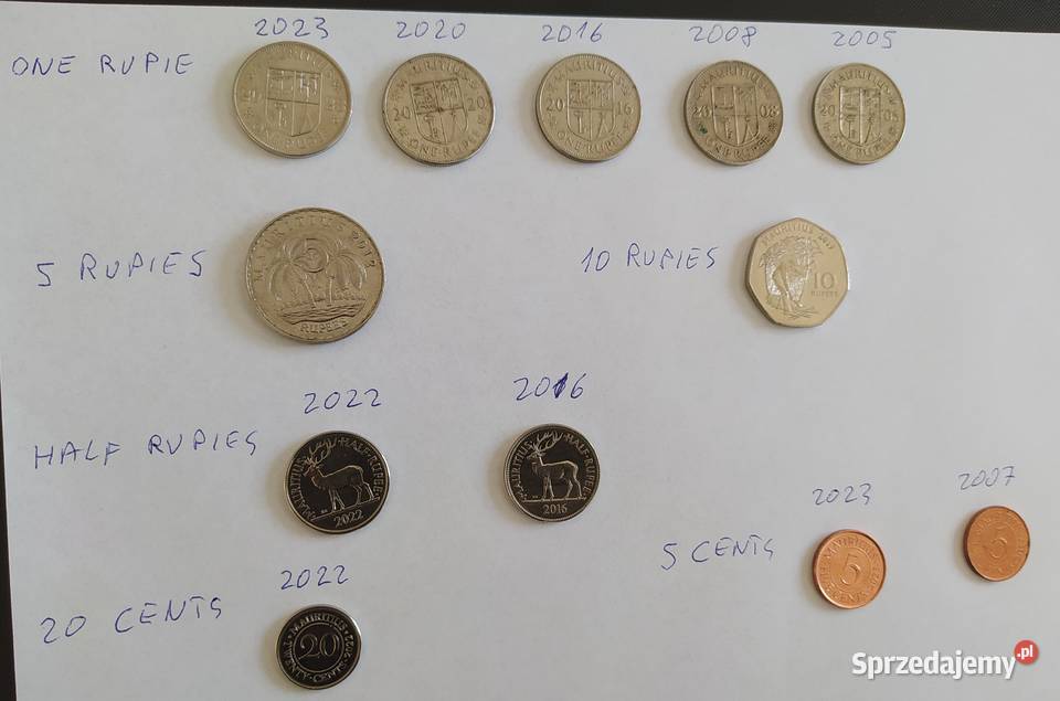 Mauritius Monety Rupia Cent wsystkie wybrane Kolekcje śląskie