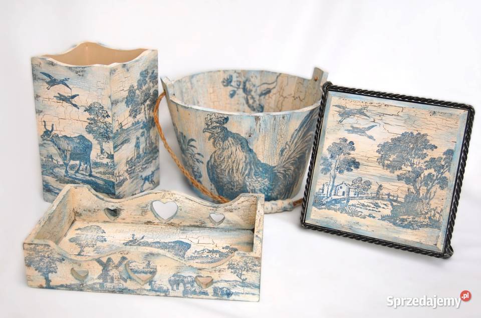 Rustykalna taca drewniana ręcznie malowana Lublin