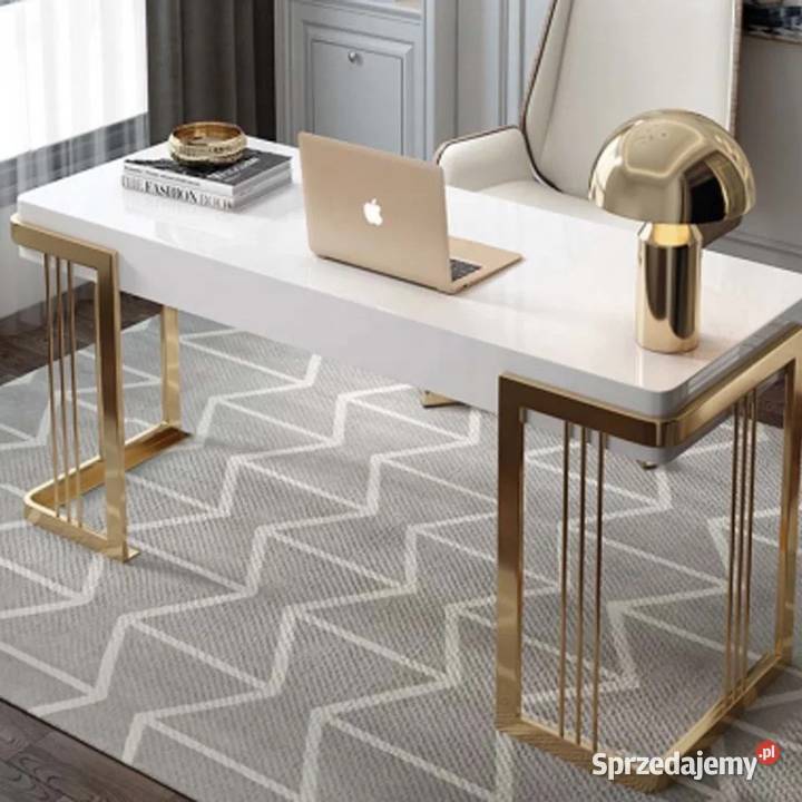Białe złote biurko ze stali nierdzewnej Luxury Golkowice