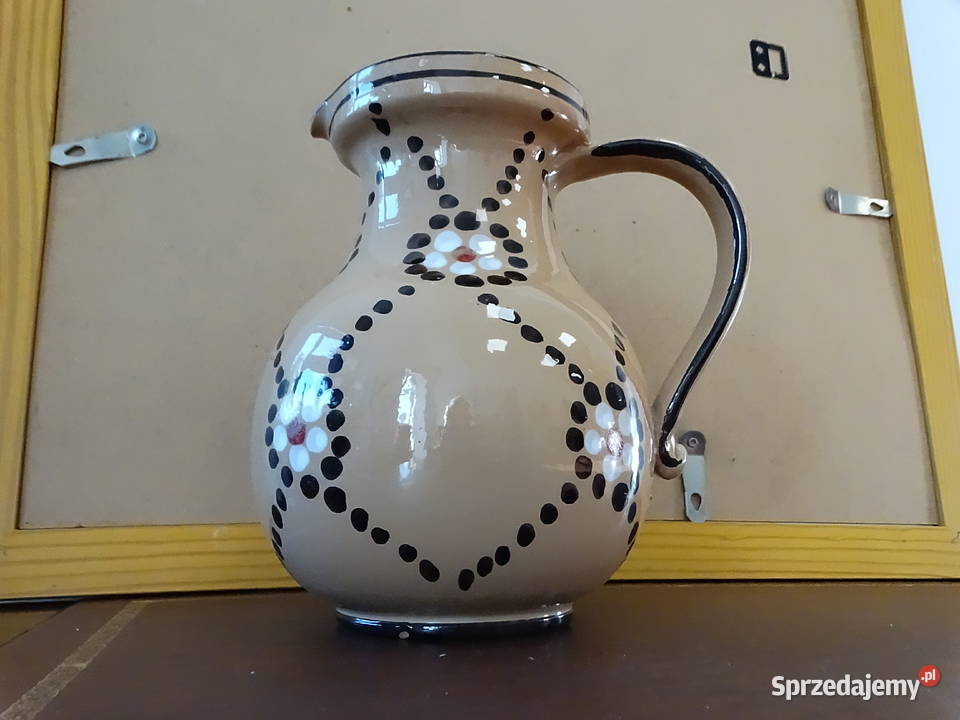Ceramiczny dzbanek wazon ręcznie malowany retro