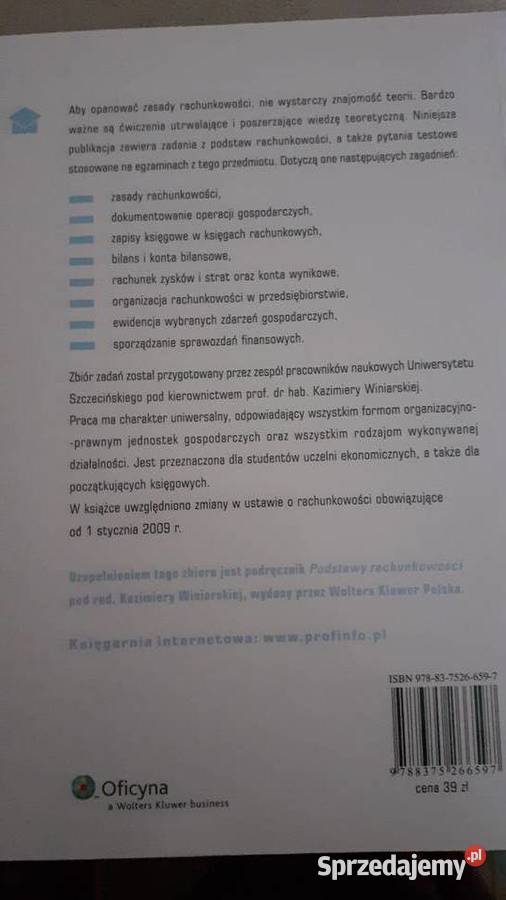 Podstawy rachunkowosci Zbiór zadań Szczecin