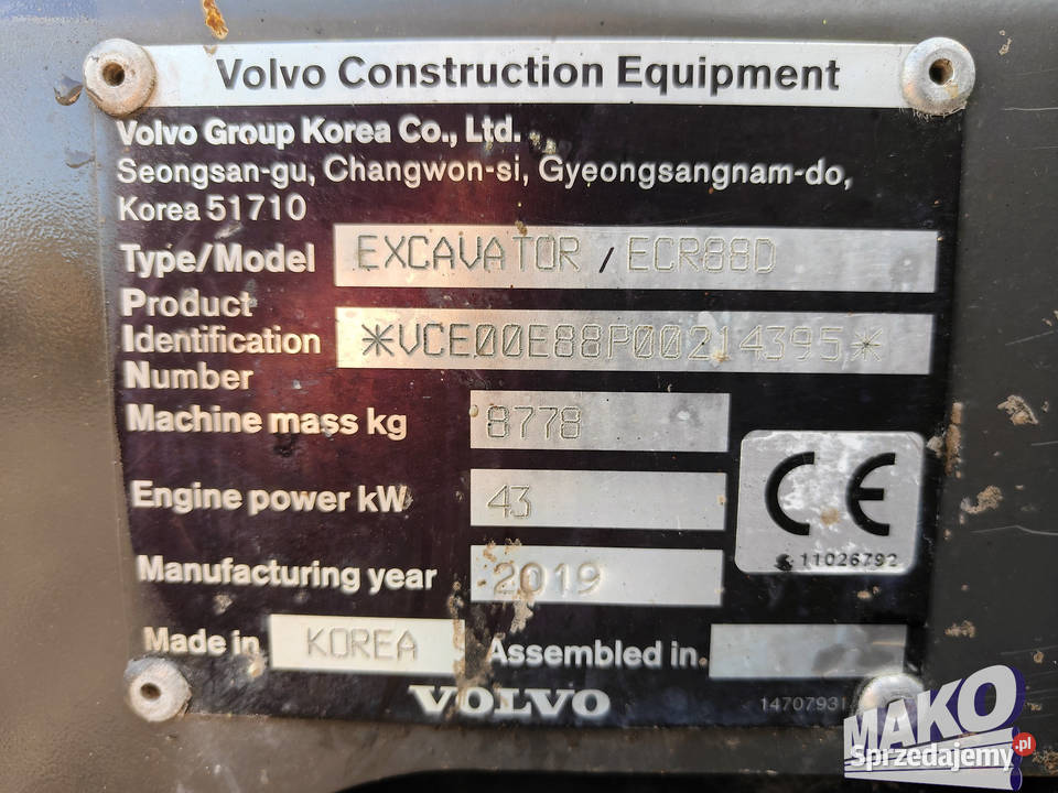 Volvo ECR88D Obrót w obrysie Ramię offset Ostrowiec Świętokrzyski