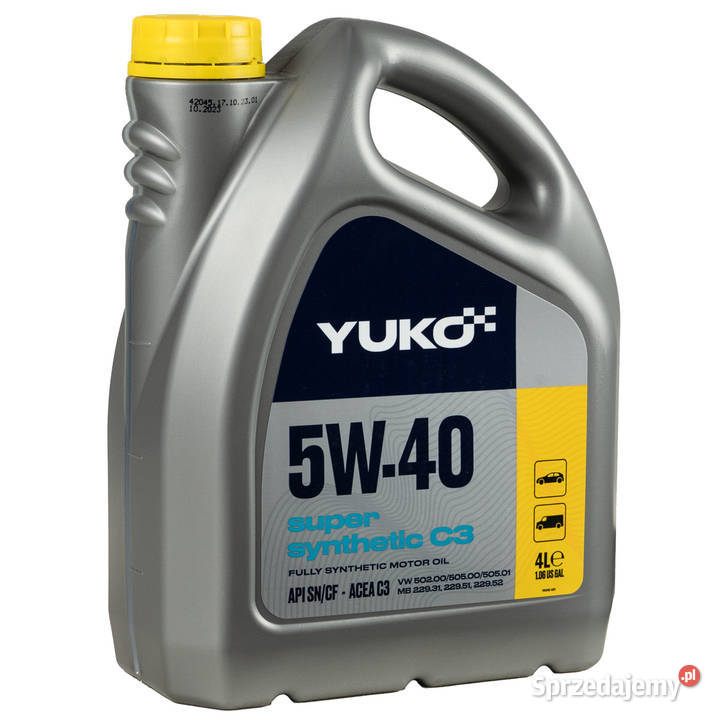 Olej silinkowy YUKO 5W40 Super Syntetic C3 4L Łódź sprzedam