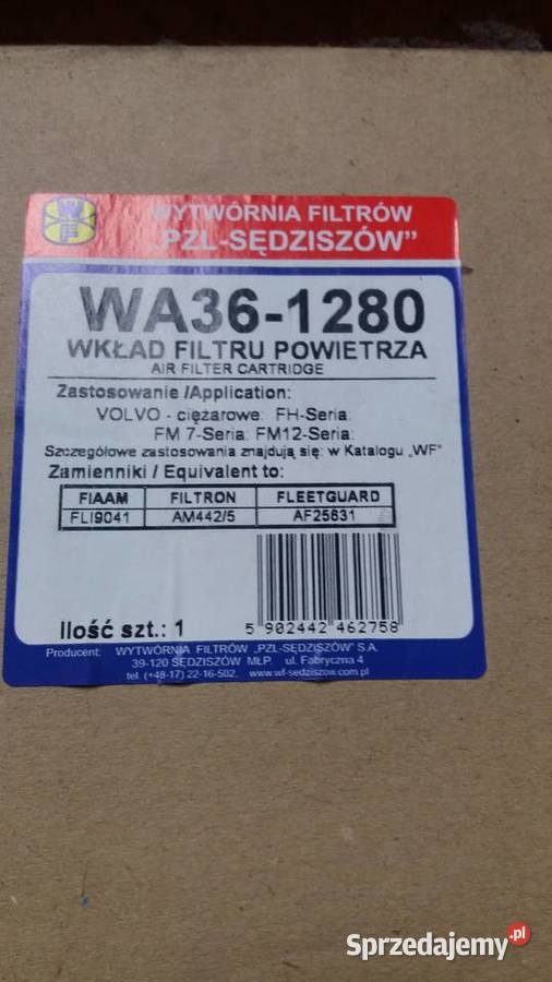 Filtr powietrza wkład volvo FH