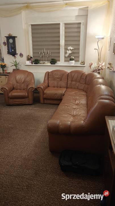 Skórzana kanapa narożna z fotelem Gdańsk