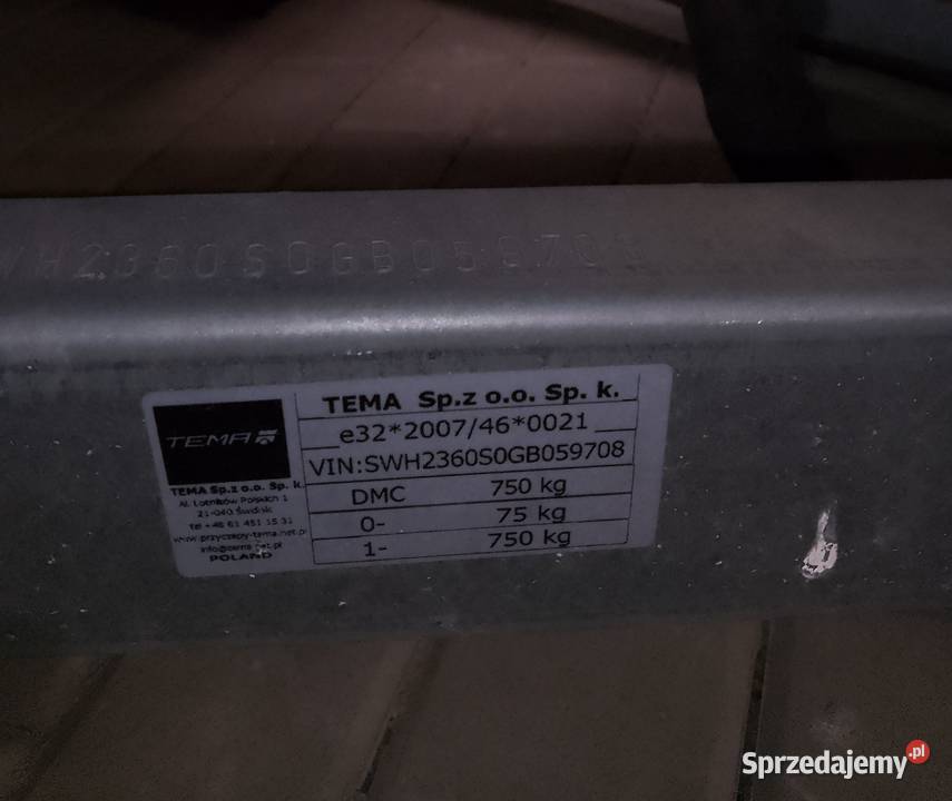 Przyczepa towarowa Tema Temared 750 Słupsk sprzedam