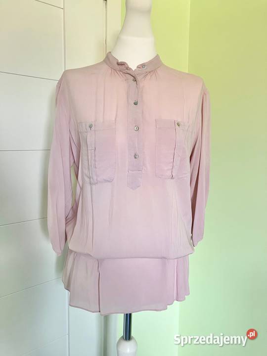 Bluzka z wiskozy Zara Basic pudrowy róż różowa