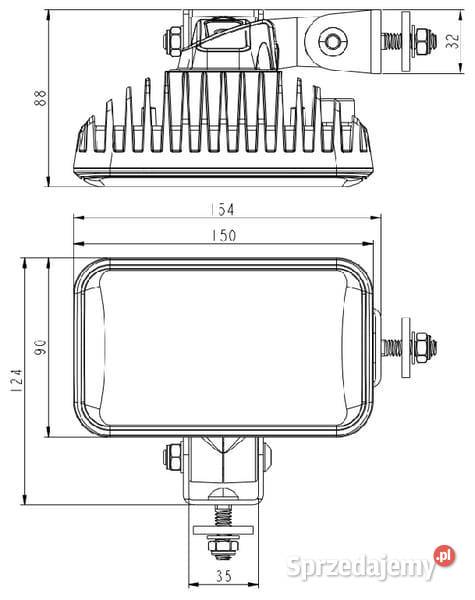 Lampa robocza LED do Kubota prostokątna 60W Kamionna