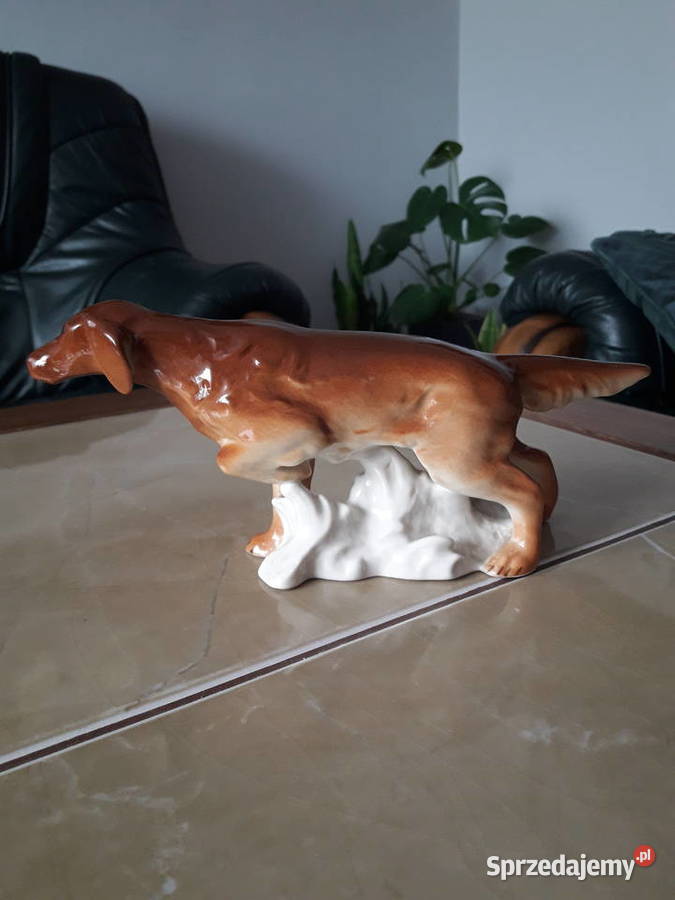 Figurka porcelanowa Seter angielski Łomonosow Janów Lubelski