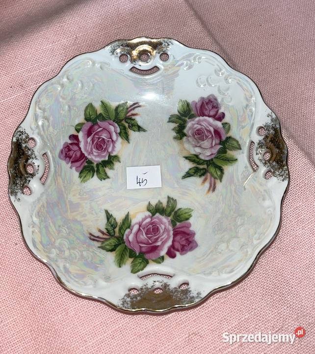 Miseczka z różami Opalizowana porcelana Z Gdańsk