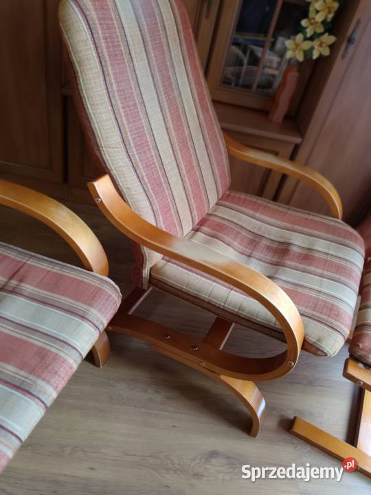 Komplet 2 fotele 2 podnóżki Sofa