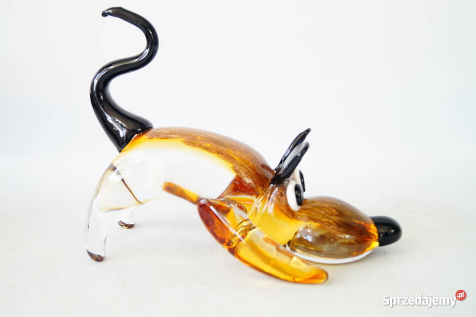 Figura szklana figura Murano style pies piesek Gizałki
