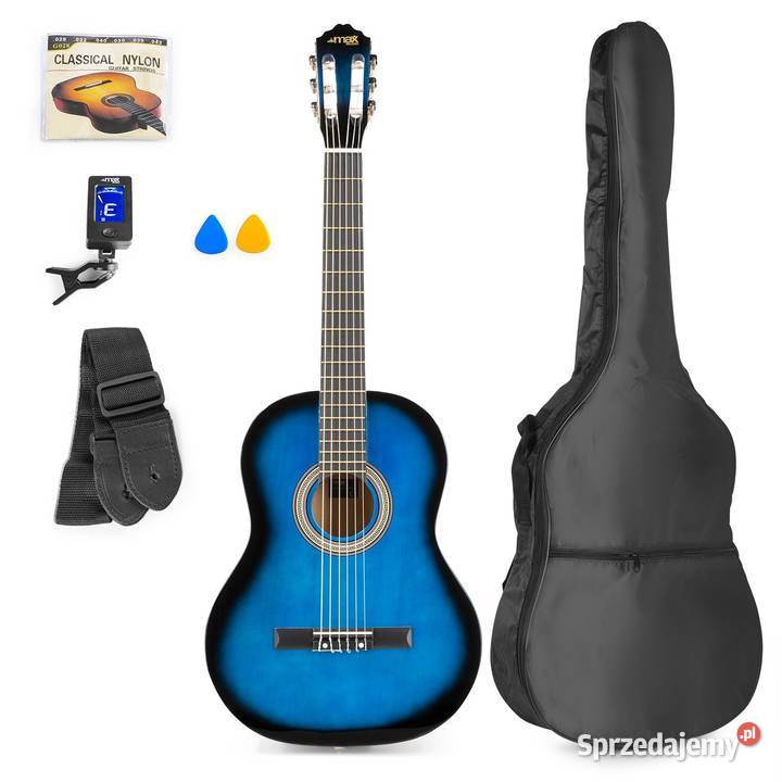 Zestaw Gitara Klasyczna Niebieska pokrowiec i