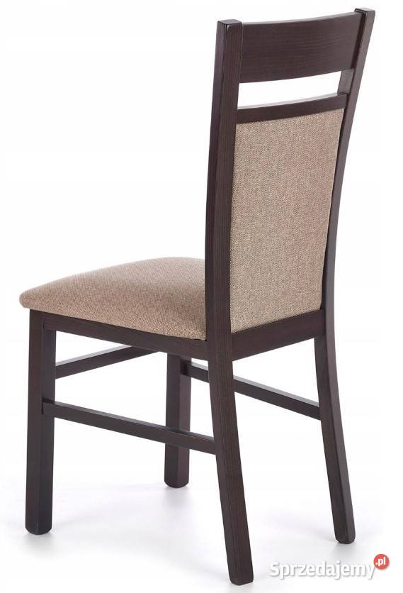 Krzesło drewniane WENGE Tapicerowane Beż 45cm