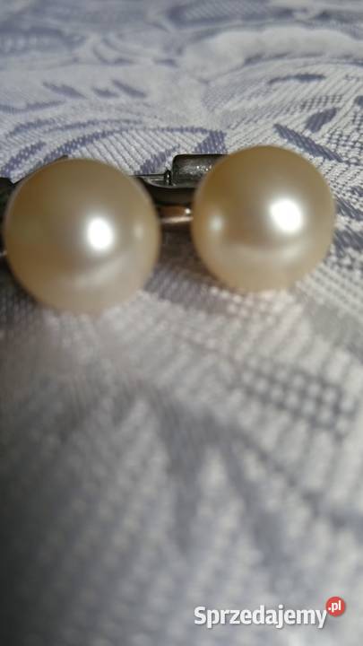 POSREBRZANE KOLCZYKI Z OKAZAŁĄ PERŁĄ posrebrzane Kolczyki Piła