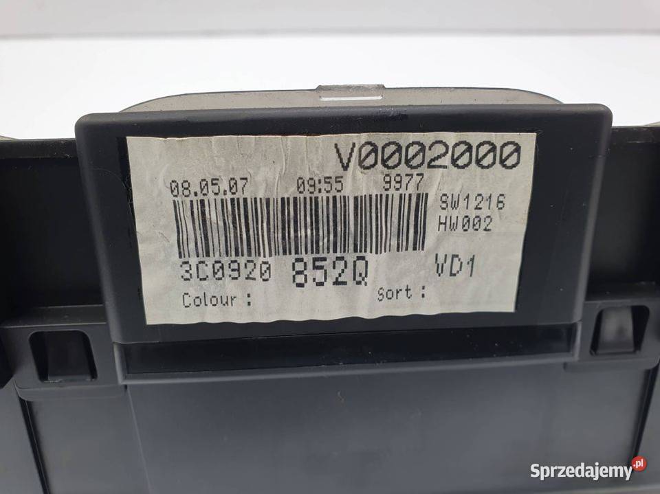 LICZNIK ZEGAR VOLKSWAGEN PASSAT B6 3C0920852Q kujawsko-pomorskie Lipno sprzedam