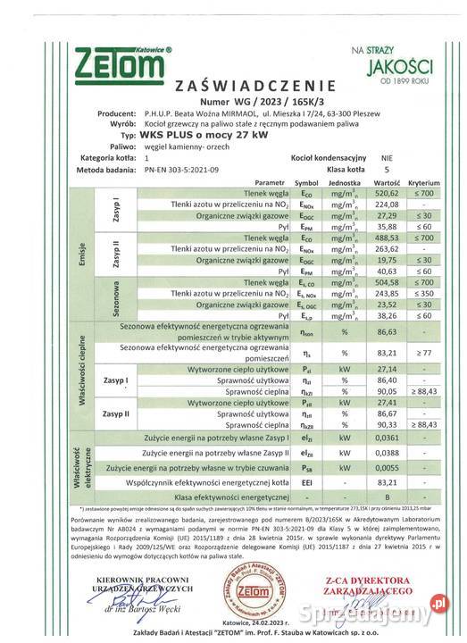 Kocioł co na węgiel WKS PLUS 27 kW Białystok