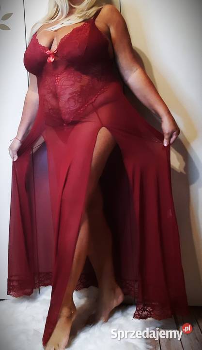 zmysłowa koszulka długa czerwona burgund Rozmiar XXL Warszawa