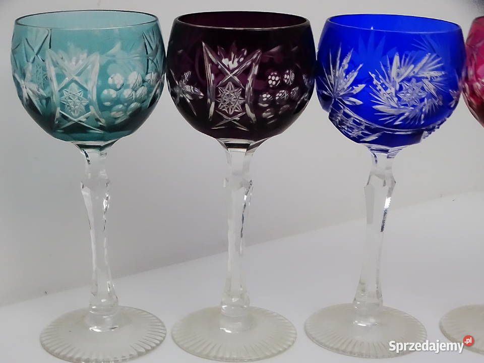 Kieliszki kryształowe kolorowe zestaw 7 sztuk Biłgoraj