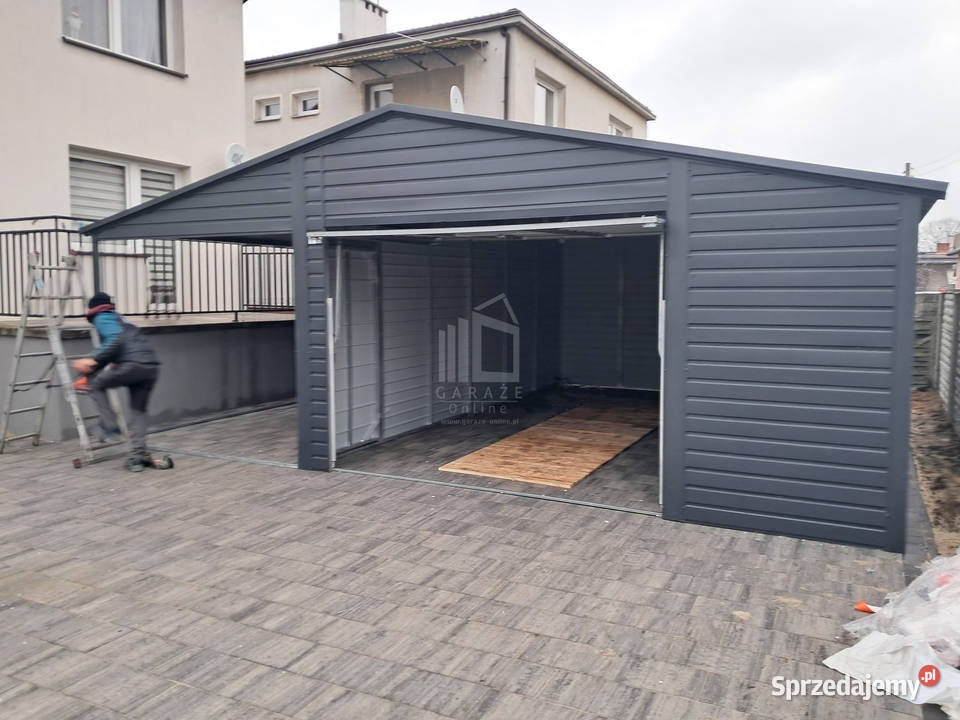 Garaż blaszany 5x6m wiata 4m Brama uchylna dach samodzielny Miastko