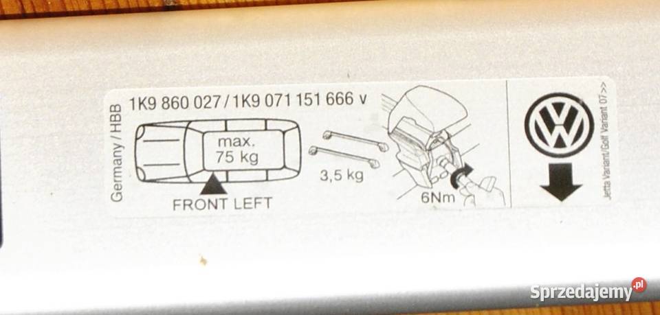 Bagażnik VW Golf V i VI kombi oryginał Legnica