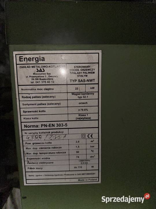 Piec kocioł CO SAS NWT 23 kW Kotły i Piece CO śląskie Mierzęcice