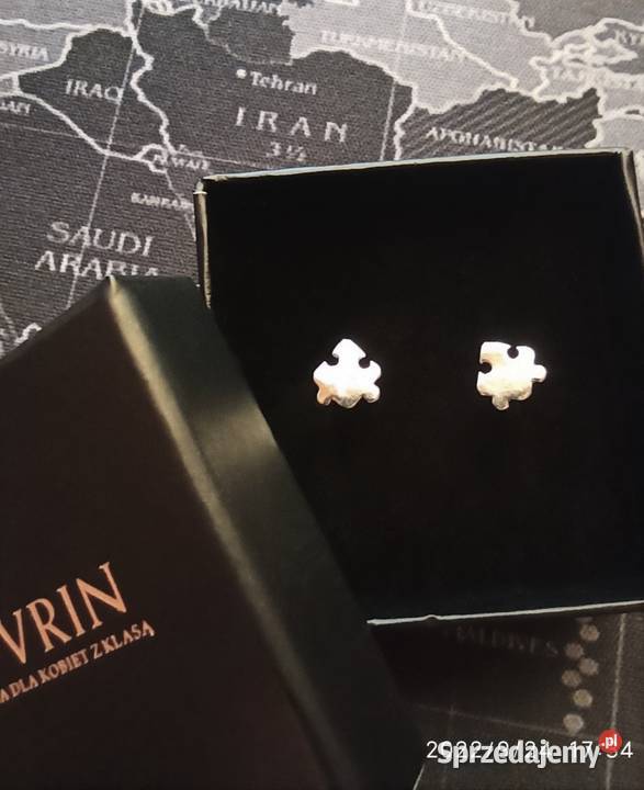 Nowe małe srebrne kolczyki próba 925 puzle Uniseks Radzyń Podlaski