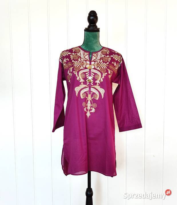 Nowa tunika indyjska kurti kameez bawełna fiolet fioletowy Szczecin