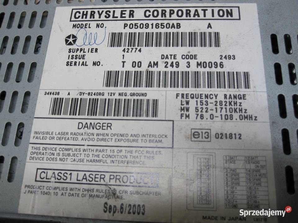 CHEROKEE KJ III 28 CRD 04r Radio P05091650AB osobowe