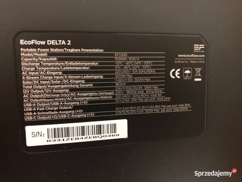 EcoFlow Delta 2 1024 Wh pelny zestaw nowy podkarpackie Rzeszów