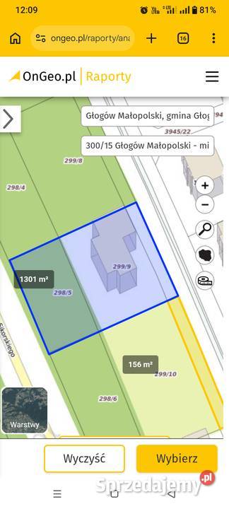 Sprzedam działkę budowlaną 1300m2