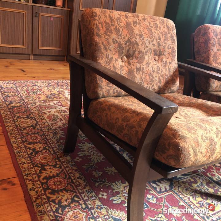 Dwa fotele vintage PRL Radomsko oryginał Kalwaria Zebrzydowska