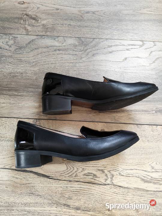Czarne damskie Półbuty Skóra naturalna inna