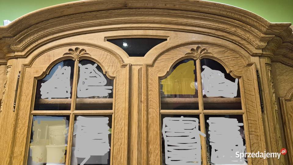Piękny kredens z drewna dębowego witryna 296cm Sypniewo