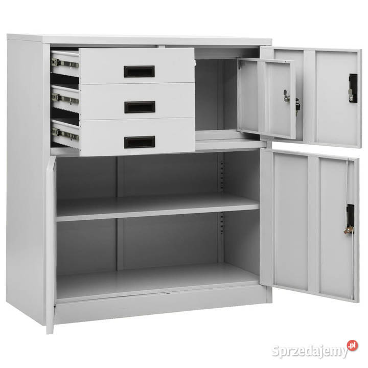 Szafka biurowa jasnoszara 90x40x102 stalowa Dom i Ogród Warszawa