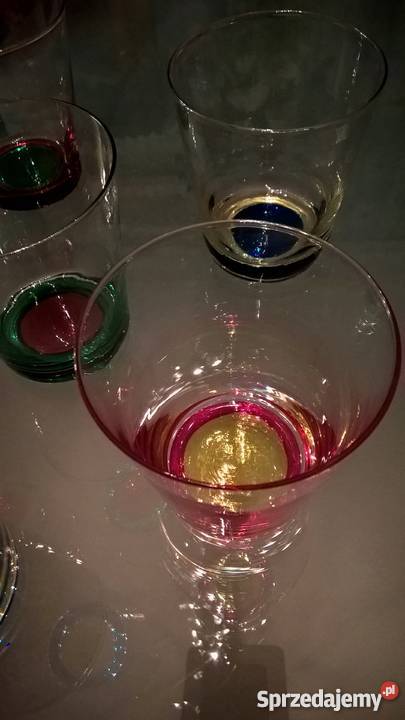 Szklanki z kolorowym dnem do napojów drinków Ceramika i szkło