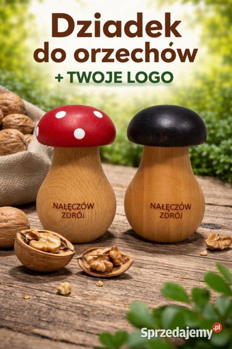 Dziadek do orzechów grzybek, borowik z drewna bukowego zamów z własnym LOGO