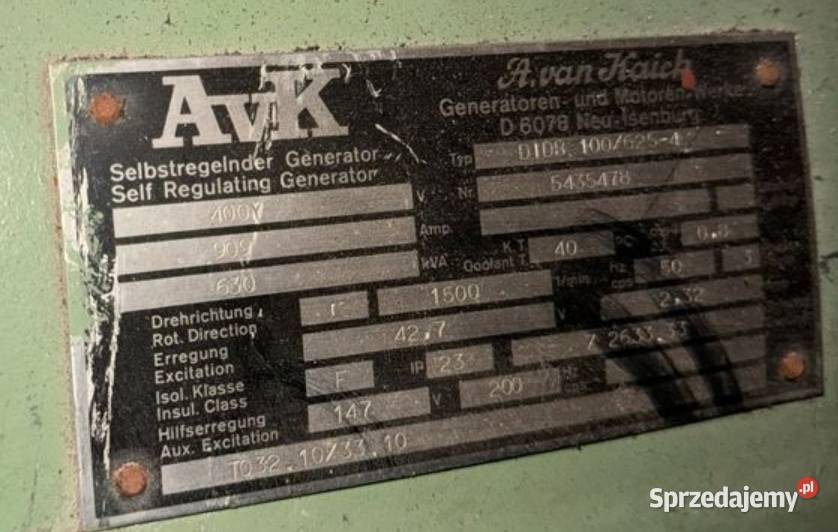 Agregat prądotwórczy MWM DEUTZ V12 630kva Pozostałe