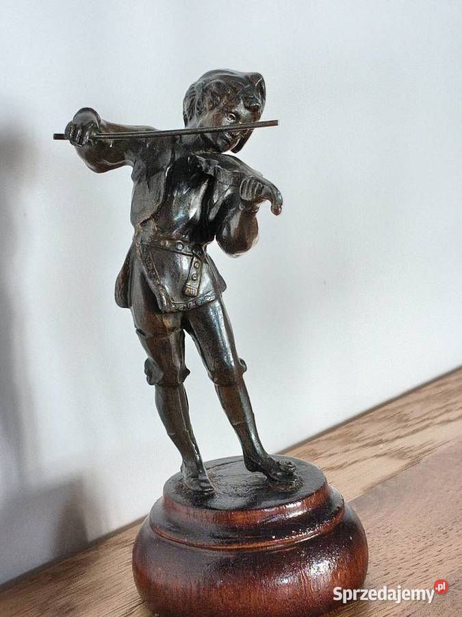 Figurka z brązu skrzypek antyk