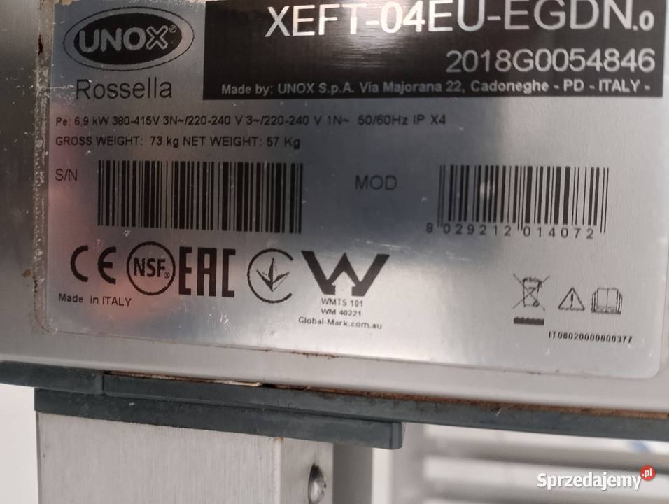 Piec konwekcyjny Unox Rosella XEFT04EUEGDN z Wrocław sprzedam