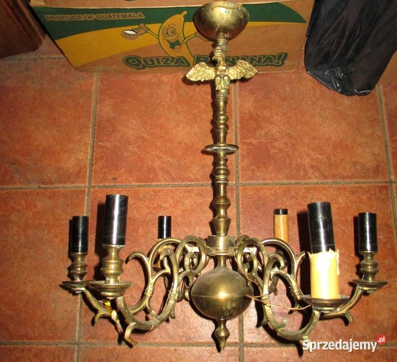 Żyrandol mosiężny z orłem Toruń