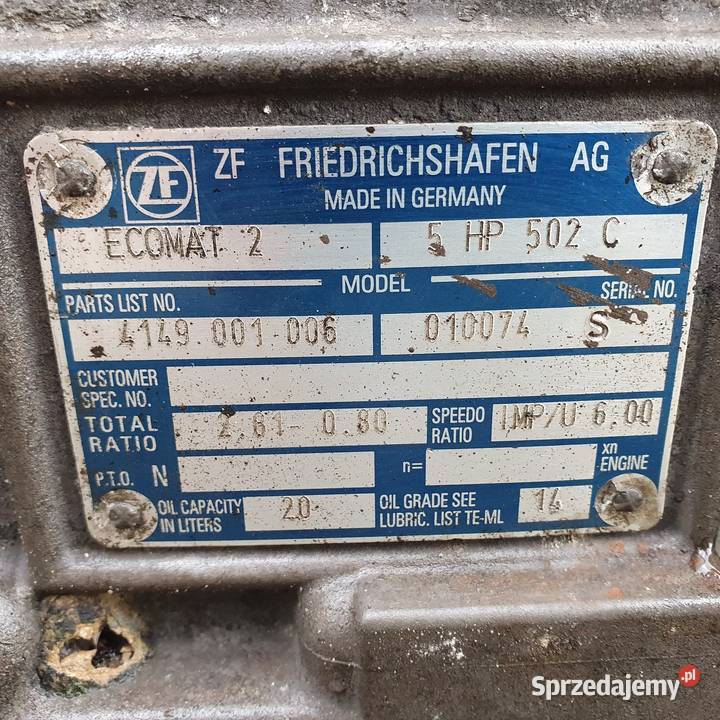 SKRZYNIA BIEGÓW 5HP502C 5GP 502C ECOMAT 2 lubuskie Bieleń