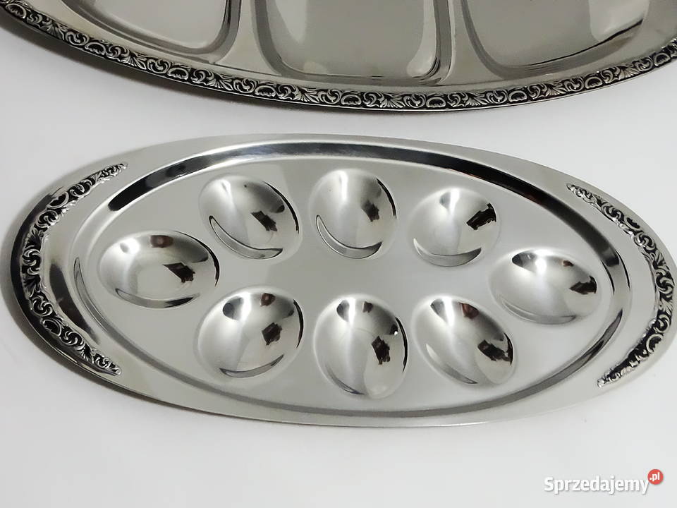 Zestaw 3 dekoracyjnych tac stal nierdzewna