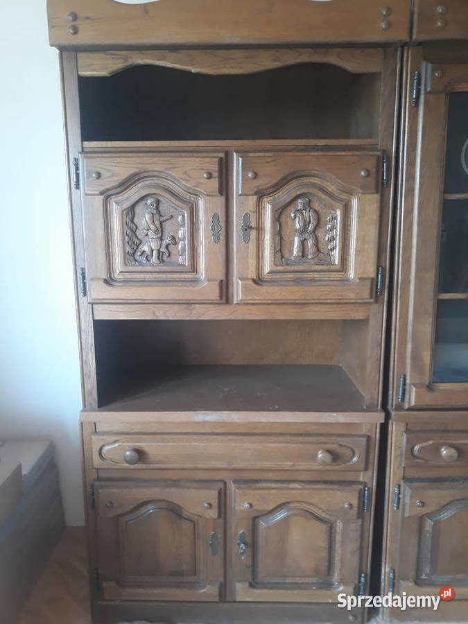 Meblościanka dębowa zdobiona 195cm Meblościanki Września