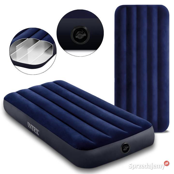 MATERAC DMUCHANY WELUROWY GRANATOWY JEDNOOSOBOWY Materace Poznań