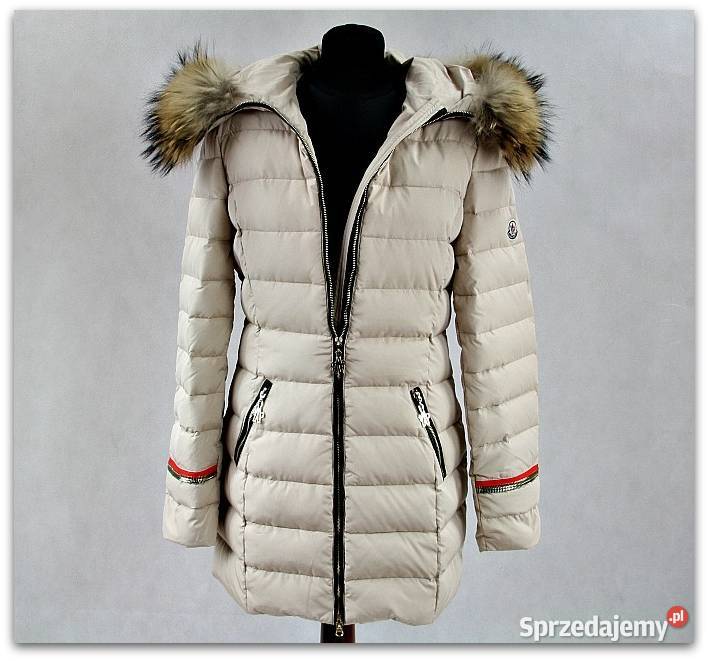 Beżowa Puchowa Kurtka Futro Okazja M38 Moncler Wrocław