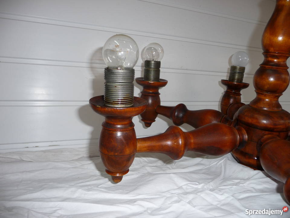 Żyrandol drewniany toczony ręcznie Oświetlenie