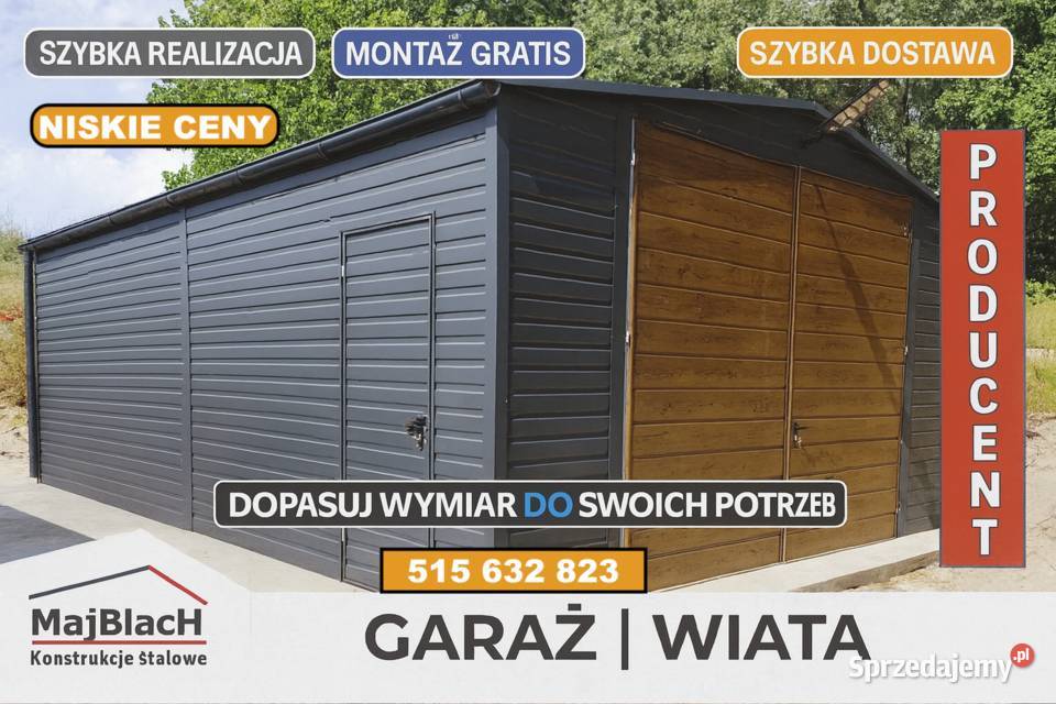 Otwarty Garaż Blaszany Grafit WiataHala bez 56m2 Mielec