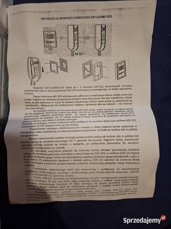 NOWY Zestaw Domofonowy KOCOM KIP222 MS2DS mazowieckie Sochaczew